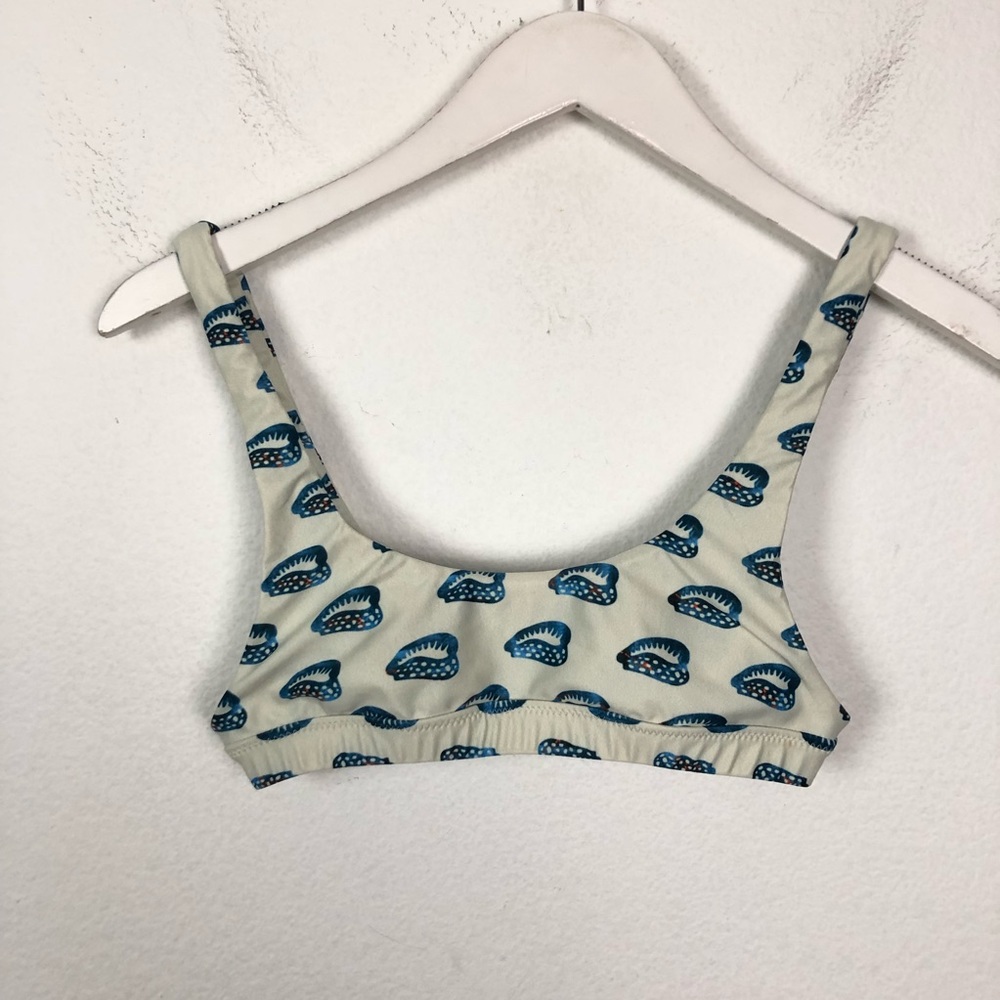 Stone Fox Swim Shell Print Coco Swimsuit Bikini Top Blue Size XS - Picture 2 of 5